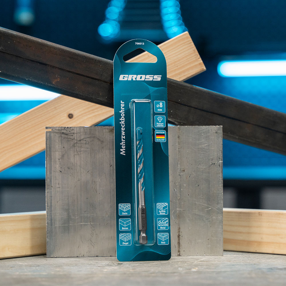 Сверло универсальное, Multipurpose PRO, 6-гр. хвостовик, 8мм Gross (706013)