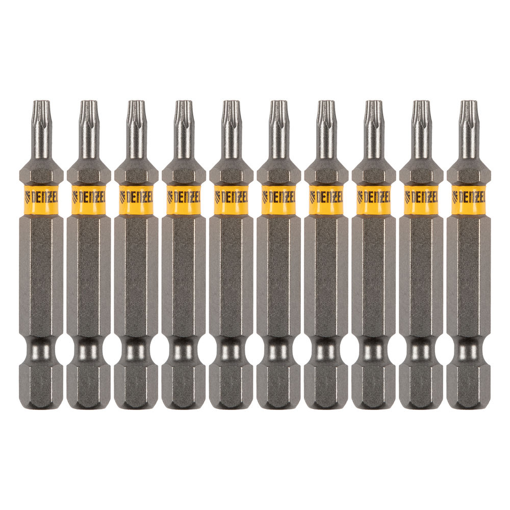 Бита TX 10х50, сталь S2, шестигранный профиль, 10 шт. Е 6,3 Denzel (11667)