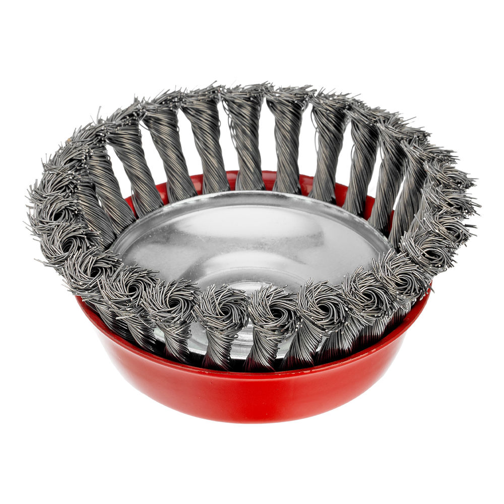 Щетка для УШМ, 125 мм, М14, чашка, крученая проволока 0.5 мм Matrix (74627)