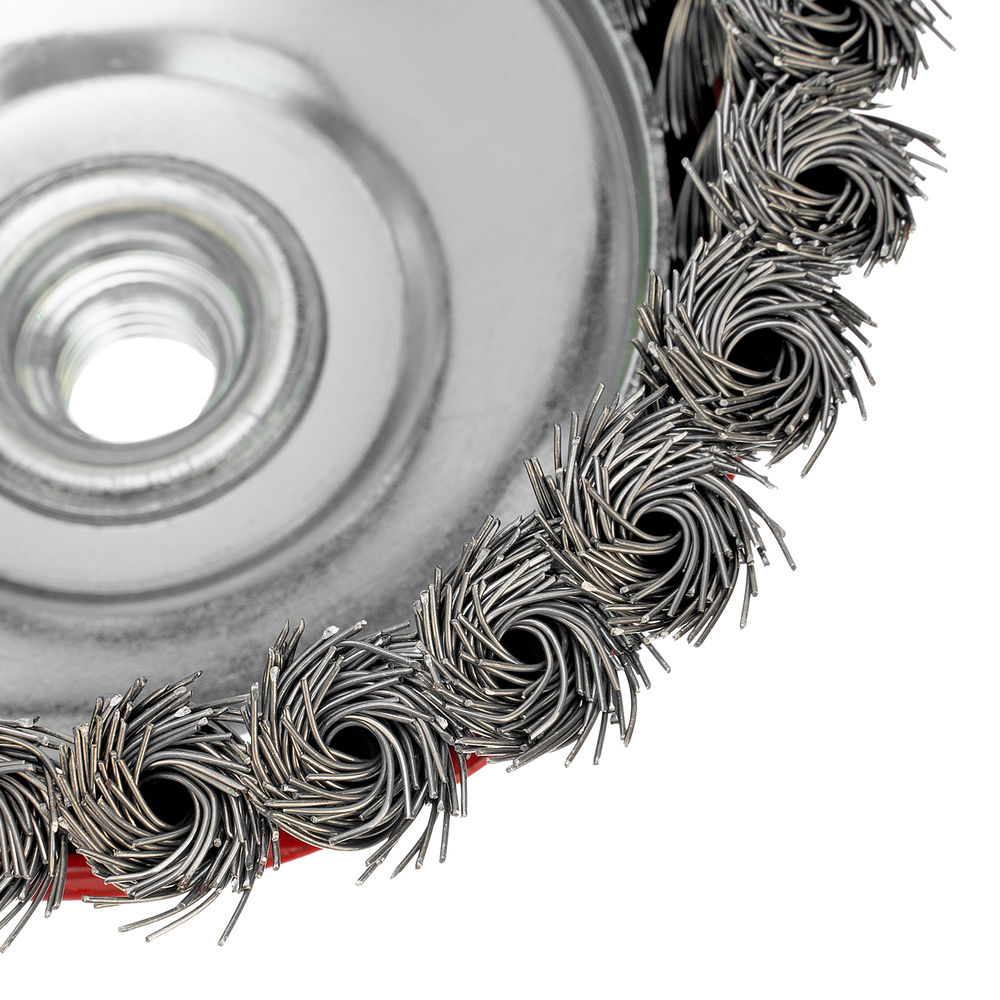 Щетка для УШМ, 125 мм, М14, чашка, крученая проволока 0.5 мм Matrix (74627)