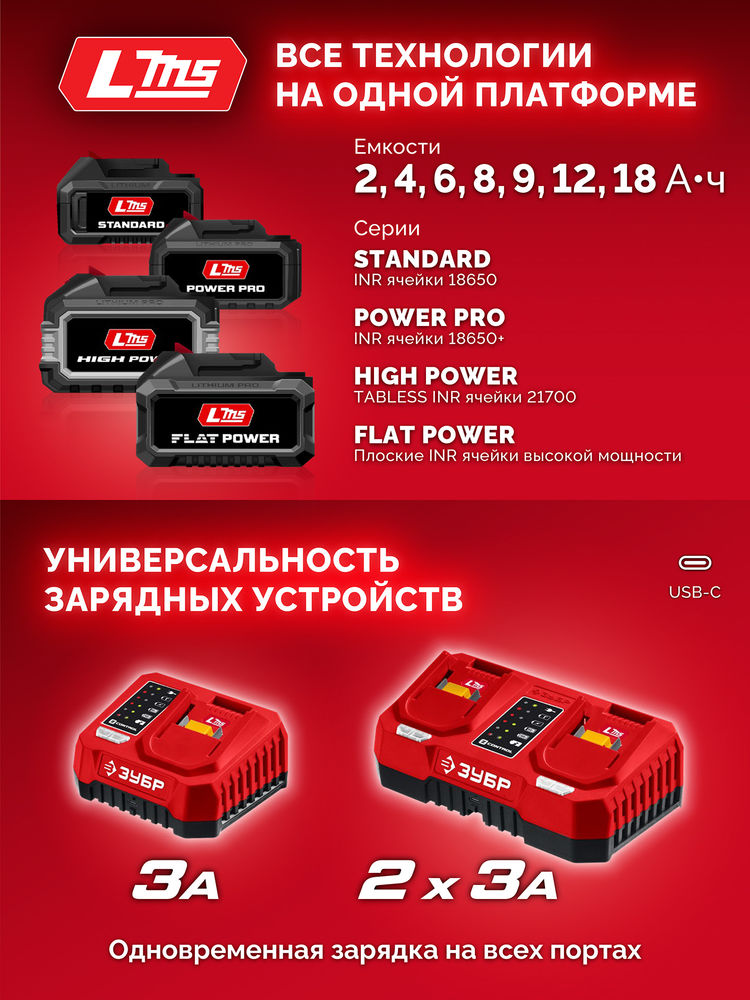 Дрель-шуруповерт бесщеточная 20 В 65 Н·м 2 АКБ LMS 2 А·ч сумка ЗУБР ДБ-65-22