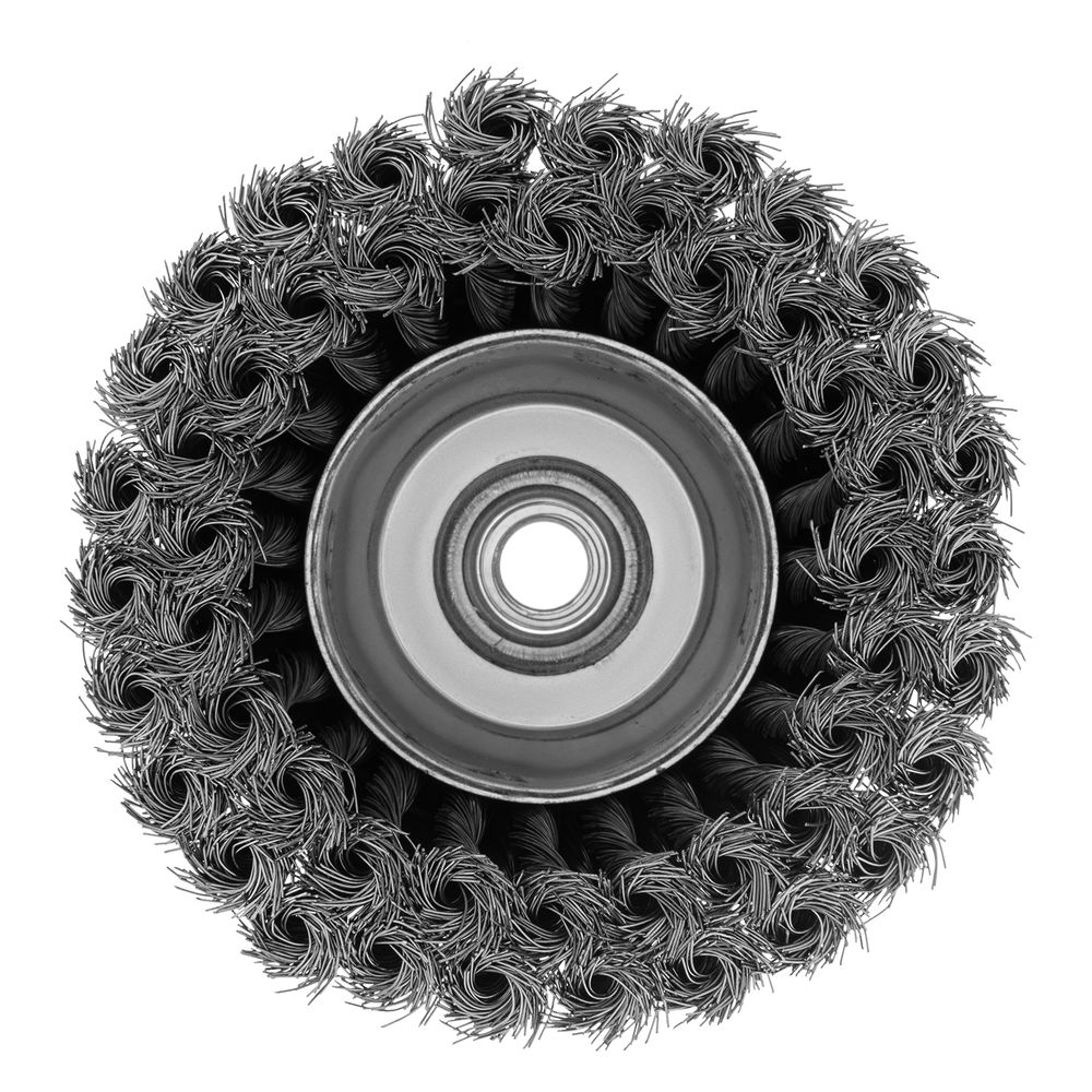 Щетка для УШМ, 125 мм, М14, чашка, двухрядная, крученая проволока 0.35 мм Matrix (74678)