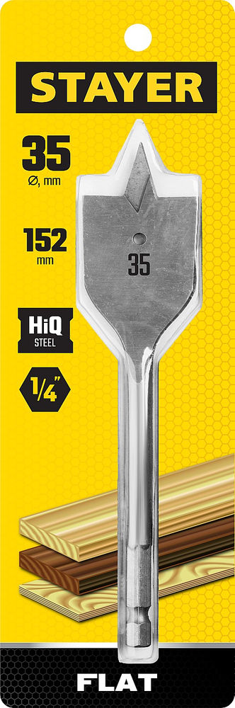 Сверло по дереву перовое 35 x 152 мм Flat STAYER 2950-35