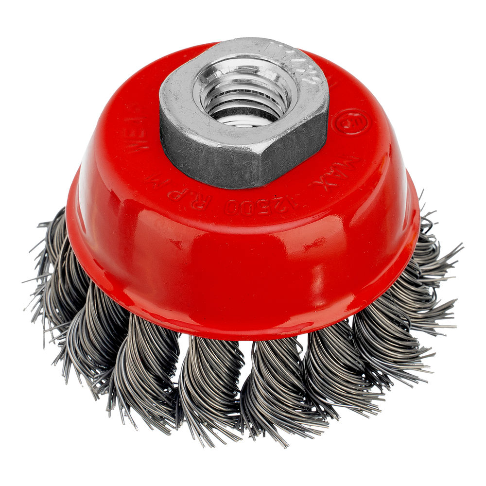 Щетка для УШМ, 65 мм, М14, чашка, крученая проволока 0.5 мм Matrix (74620)