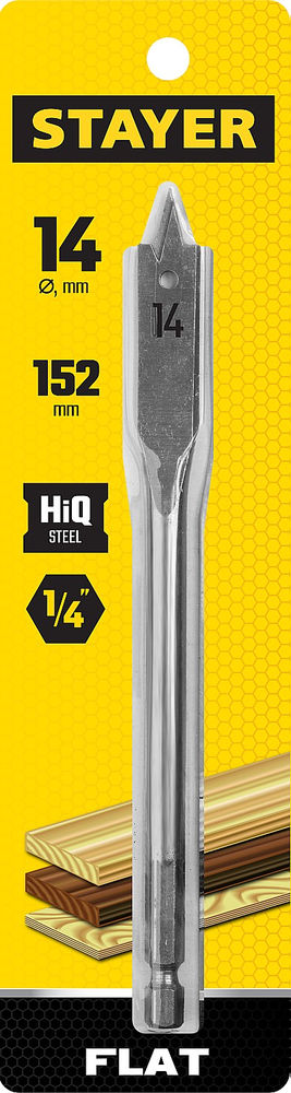 Сверло по дереву перовое 14 x 152 мм Flat STAYER 2950-14