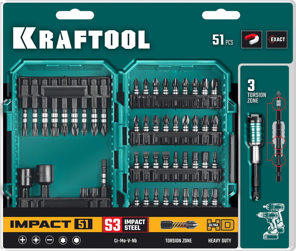 Набор ударных бит Impact-51, 51 шт KRAFTOOL 26066-H51