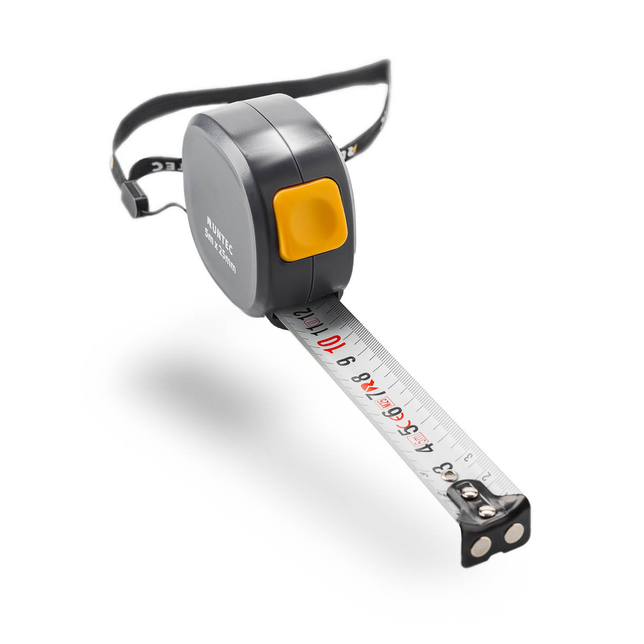 RUNTEC RT-MIT5CG Рулетка измерительная RUNTEC 5м x 25мм компактный корпус, трещоточный автостоп, двусторонняя шкала, нейлоновое покрытие (RT-MIT5CG)