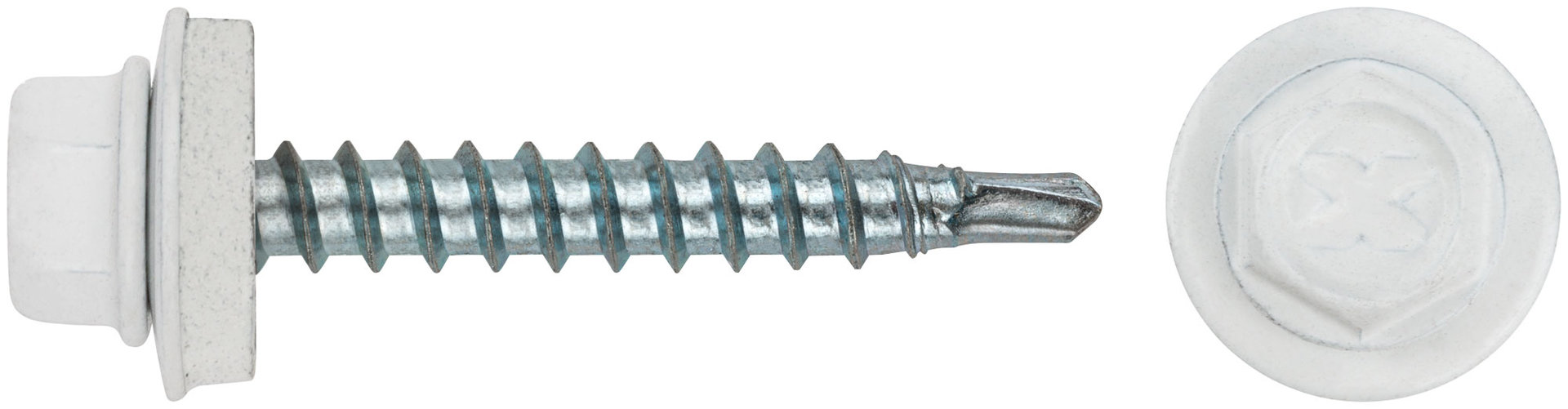 Шурупы кровельные со сверлом 4.8 х 32, белый RAL-9003 (фасовка 250 шт) (23569-4)
