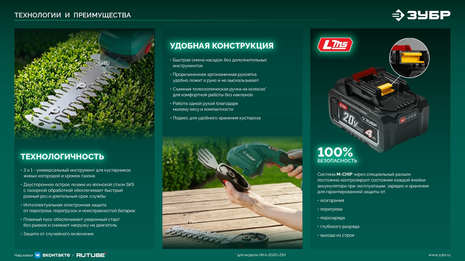ЗУБР 20 В, 200 мм, без АКБ (LMS), ножницы-кусторез аккумуляторные (НКА-2020)