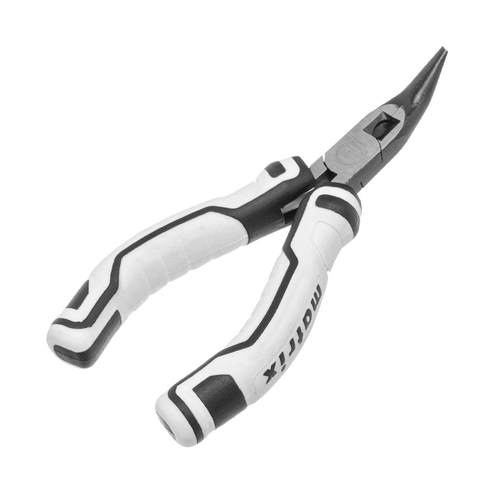 Длинногубцы Mini, 125 мм, изогнутые, авторазжим, Pro Matrix (17831)