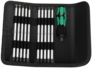 Набор 11 пр. двусторонних комбинированных бит c хвостовиком HEX 6 мм с отвёрткой-битодержателем Vario серия 88/1 Wera WE-002990