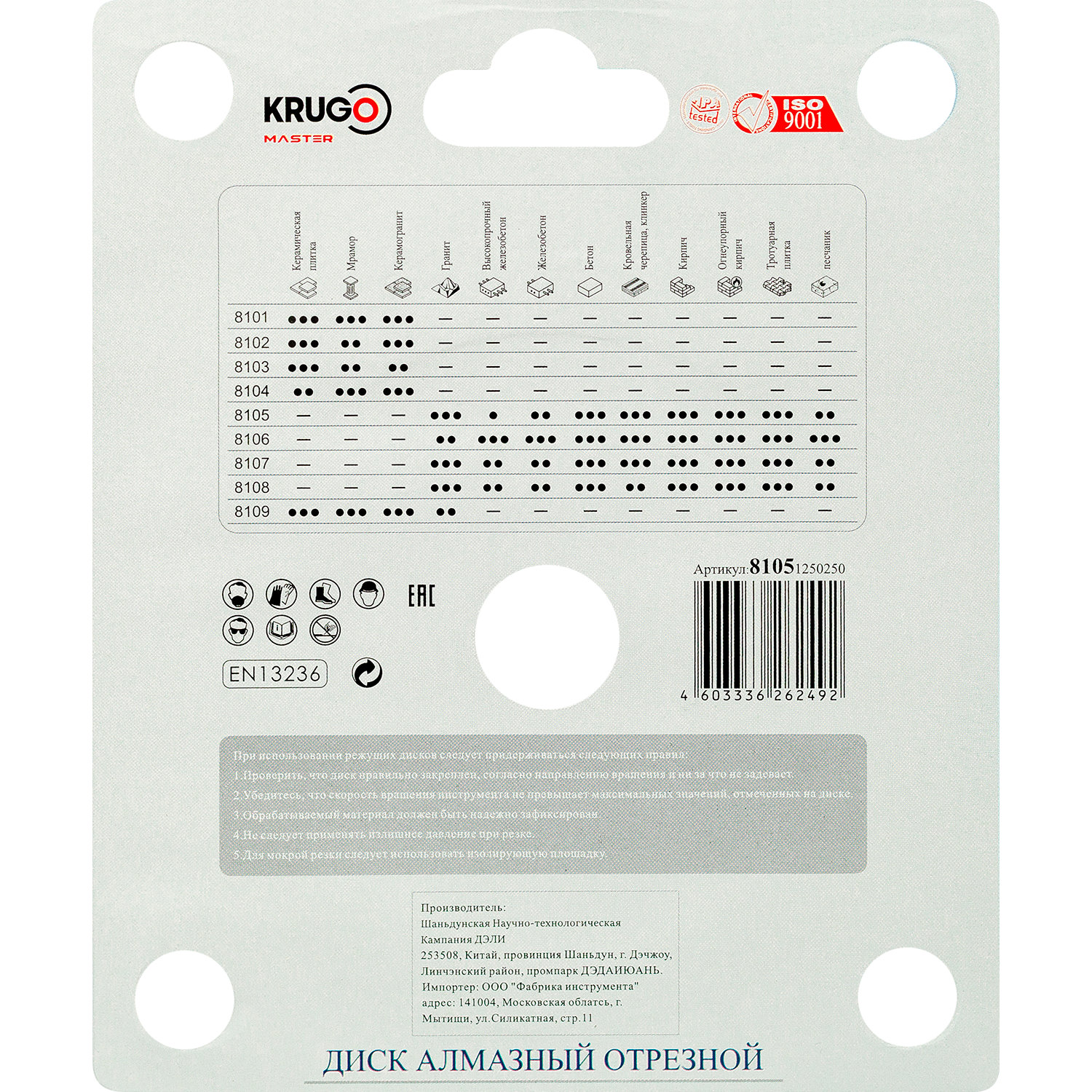 Диск алмазный сегментный по бетону PRO KRUGO MASTER 125х2,0х22,2х12 mm 81051250250