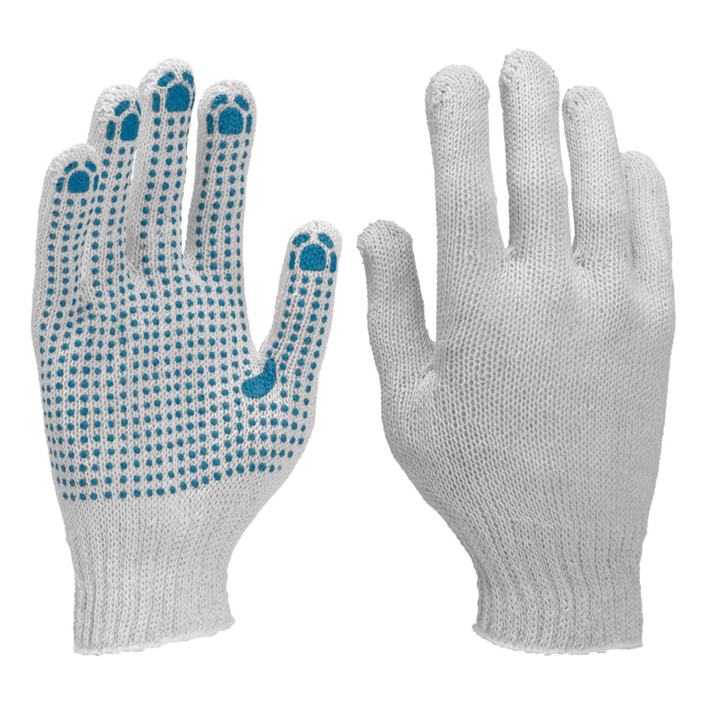 Перчатки х/б, ПВХ покрытие, Точка, 5 пар в упаковке, 7 класс (67718)