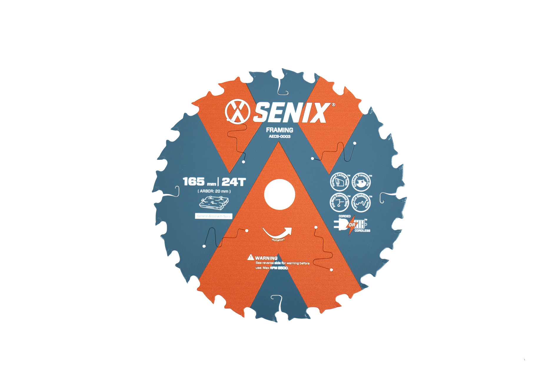 Диск пильный по дереву 165мм х 20 мм, 24Т, SENIX