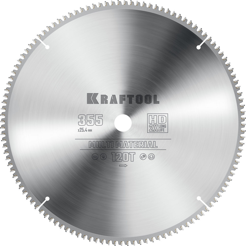 Пильный диск по алюминию Multi Material, 355 х 25.4 мм, 120Т KRAFTOOL 36953-355-25.4