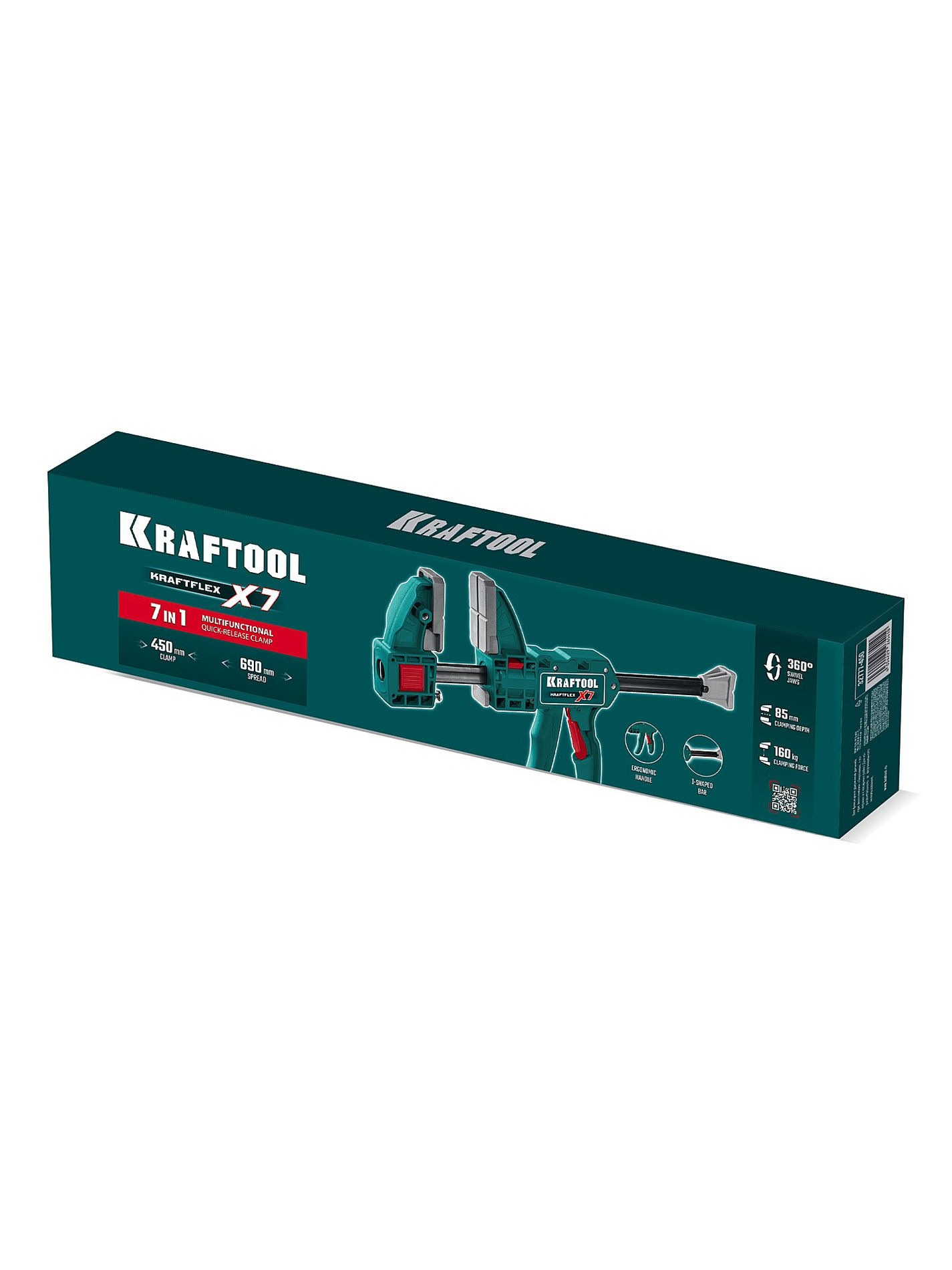Многофункциональная быстрозажимная струбцина KRAFTFLEX X7 450, 450 х 85 мм KRAFTOOL 32777-450