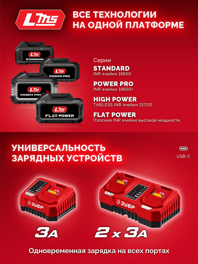 Аккумулятор 20 В 4.0 А·ч LMS ЗУБР АКБ-20-4