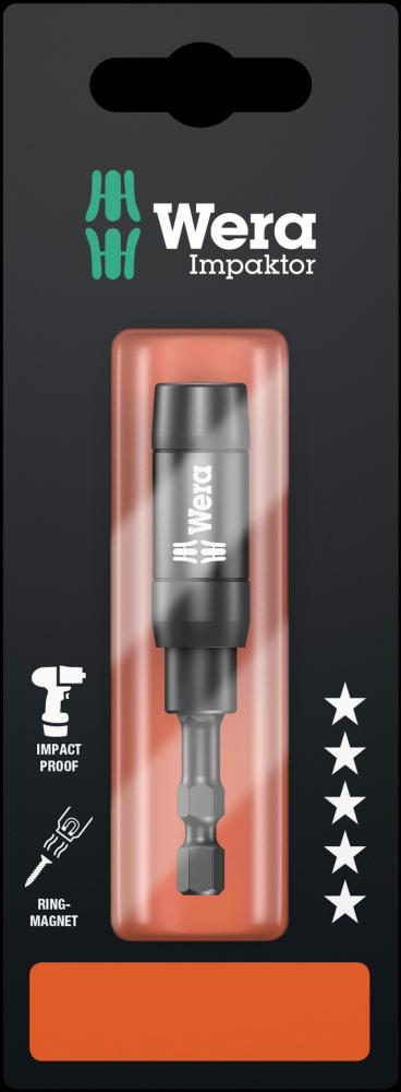 Битодержатель ударный 1/4 x 75 мм 1/4 E6.3 с магнитным кольцом и пружинным стопорным кольцом Impaktor SB серия 897/4 IMP R Wera WE-073990