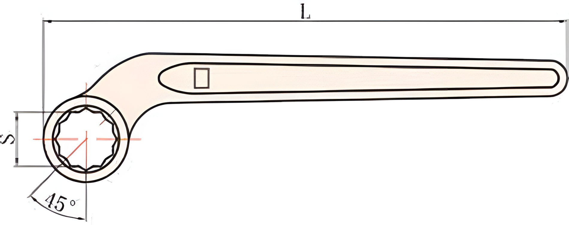 Ключ накидной изогнутый 30 искробезопасный сплав BeCu 157-30, HORTZ
