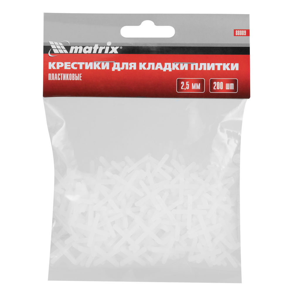 Крестики, 2.5 мм, для кладки плитки, 200 шт Matrix (88089)