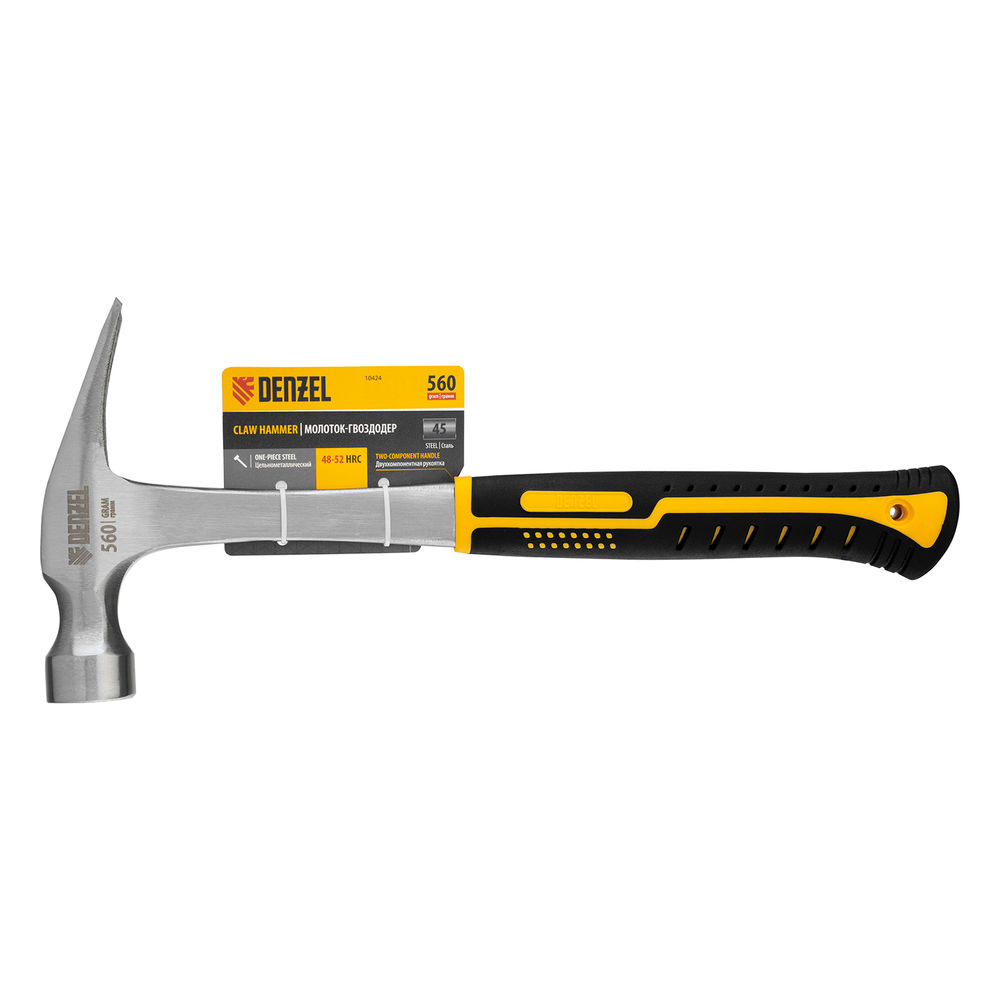 Молоток-гвоздодер 560 г, цельнометаллический, двухкомпонентная рукоятка Denzel (10424)