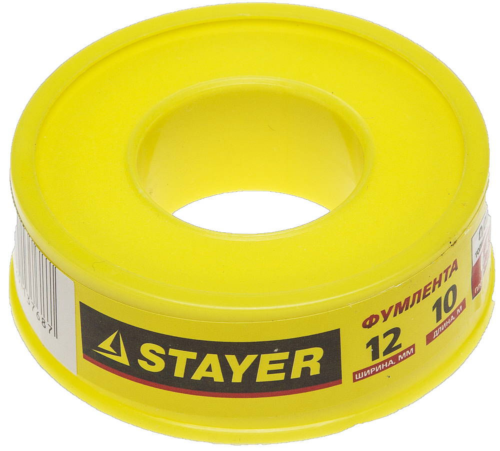 ФУМ лента 0,075 мм х 12 мм х 10 м, плотность 0,40 г/см3 STAYER 12360-12-040