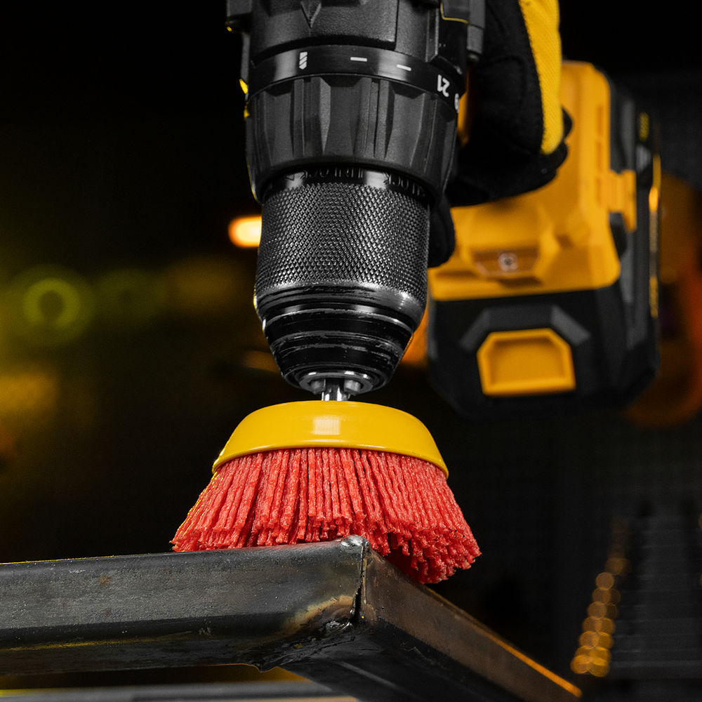 Щетка для дрели, 75 мм, Чашка, со шпилькой, нейлоновая щетина Denzel (74436)