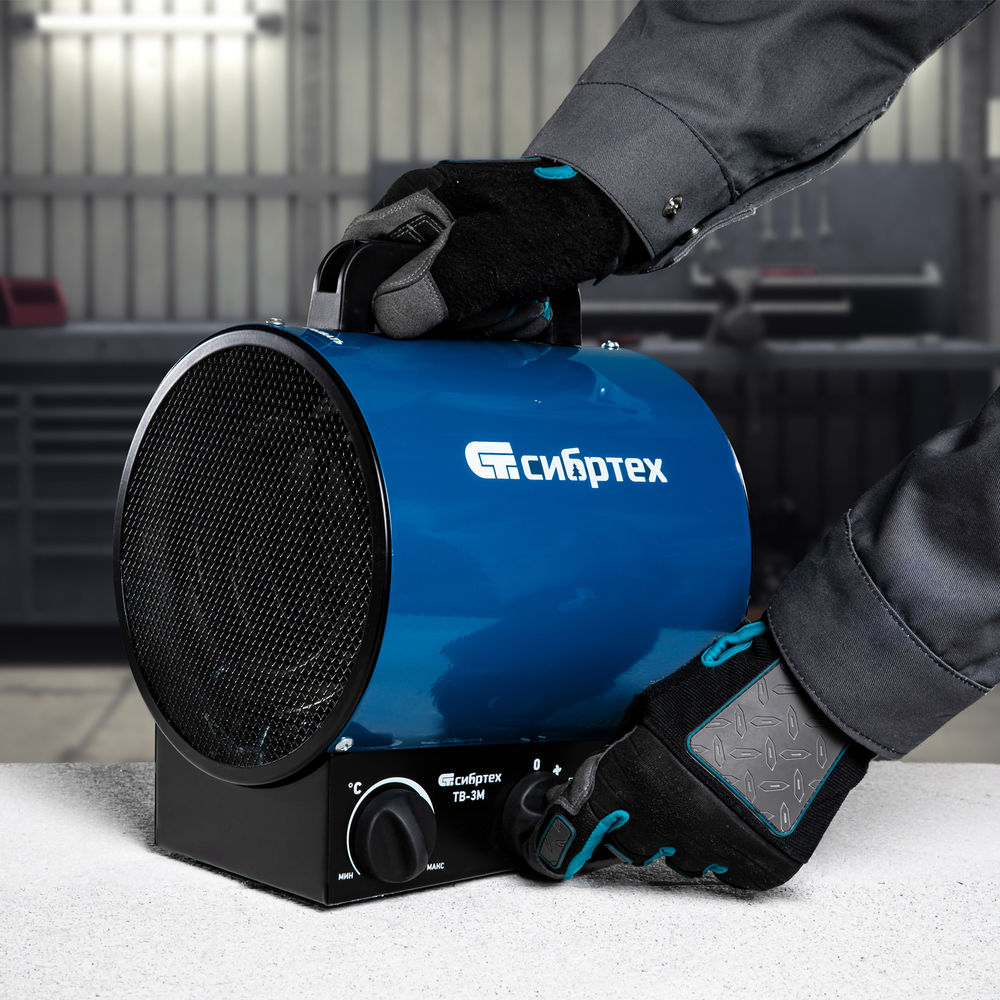 Тепловая пушка ТВ-3М (тепловентилятор), 230 В, 3 режима: вентилятор/1500 Вт /3000 Вт Сибртех (96437)