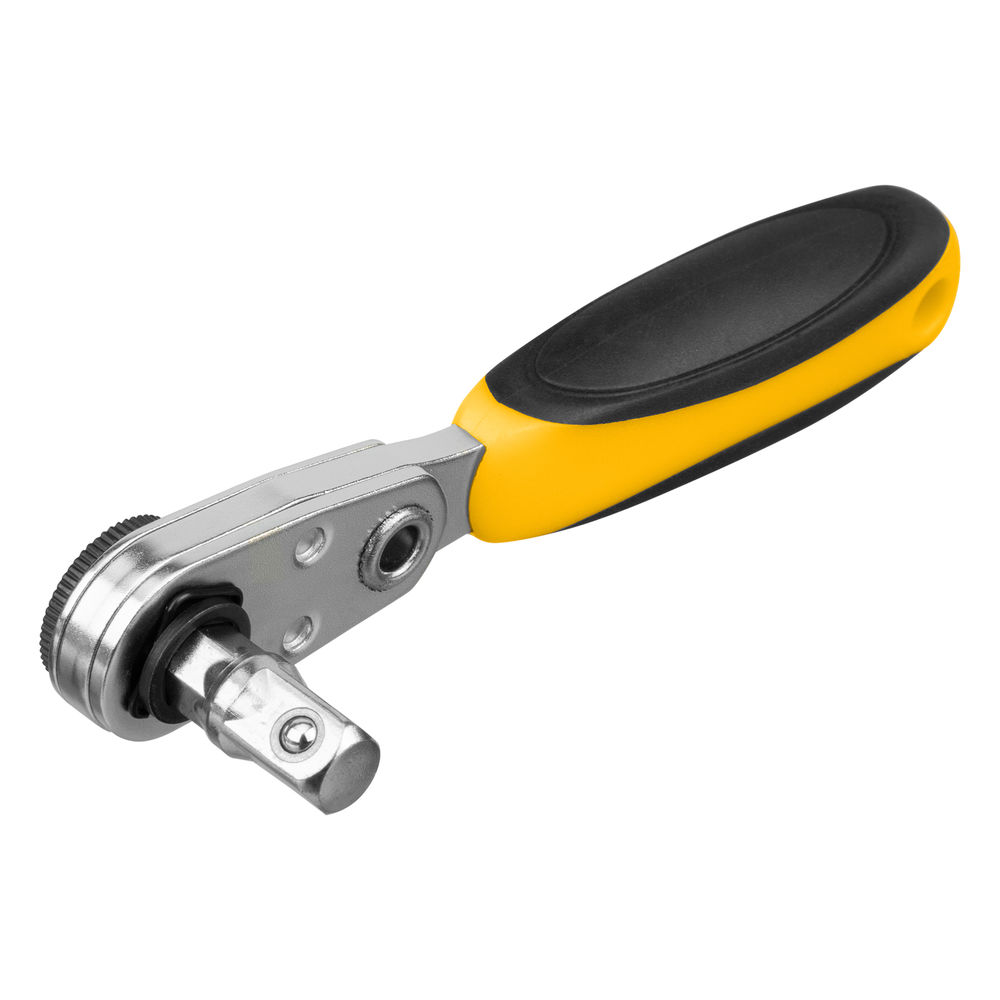 Ключ-трещотка для бит 1/4, 52 зуба, CrMo, адаптер для торцевых головок Denzel