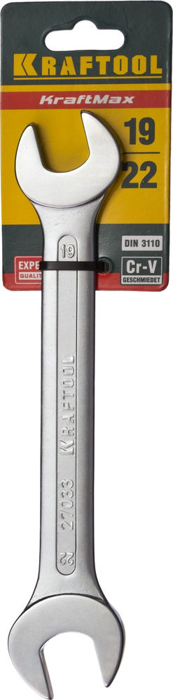 Ключ гаечный рожковый 19 х 22 мм KRAFTOOL 27033-19-22