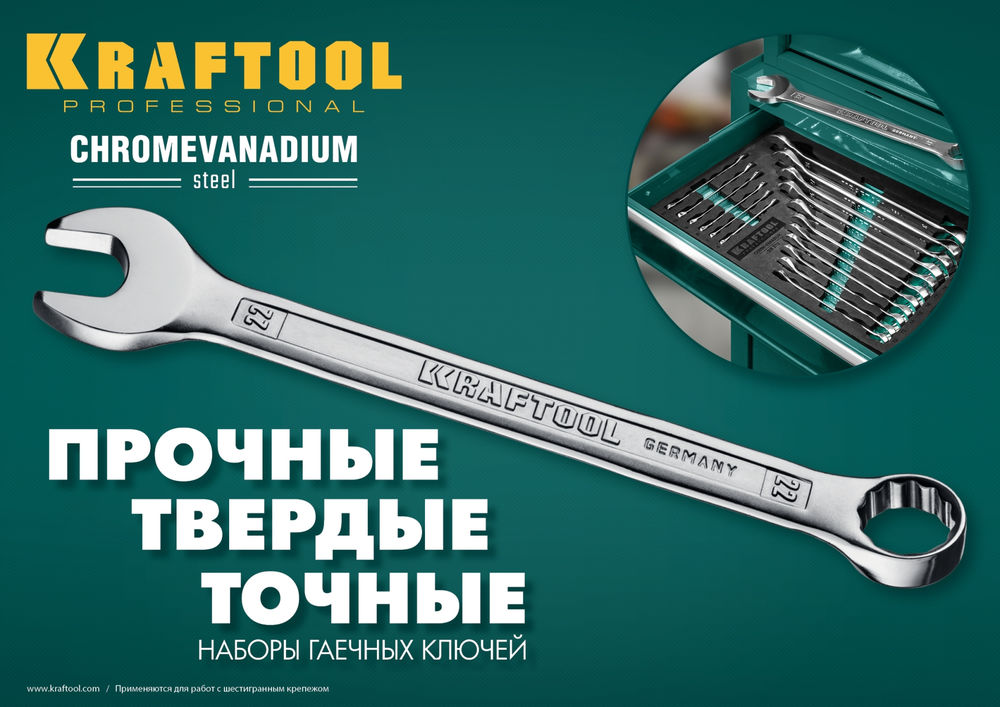 Набор ключей гаечных комбинированных 6 - 22 мм, 12 шт KRAFTOOL 27079-H12E