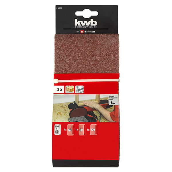 Набор шлифовальных лент Einhell by kwb 3шт 914х100мм для TC-US 400, TC-US 380 (914605)