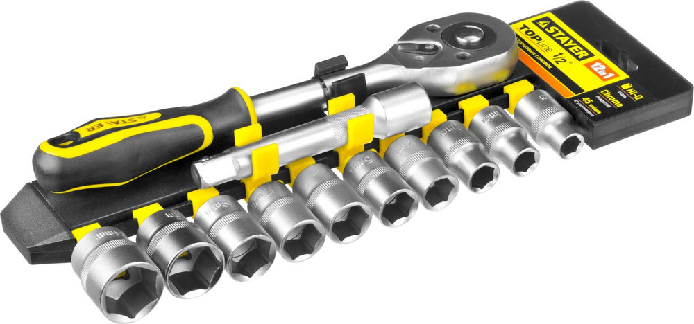 Набор торцовых головок 12 предм., (1/2) RSS 12L STAYER 27750-H12